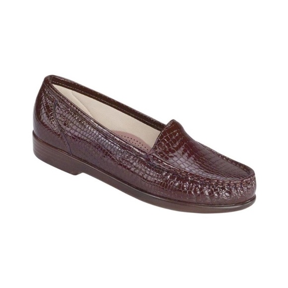 SAS Simplify Everyday Loafer Brown Croc Lightweight Slip On Moccasin, Size 7.5 M - Picture 1 of 11